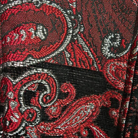 Vintage Tapestry Brocade Paisley Art to Wear Jacket Red Black Metallic M - Picture 9 of 11